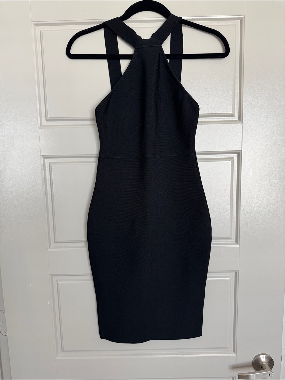 Black Halter Bodycon Dress, S